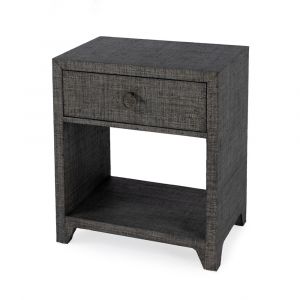 Butler Specialty Company - Bar Harbor - Bar Harbor 24 in. W Rectangular Raffia 1 Drawer Nightstand, Charcoal - 5669420