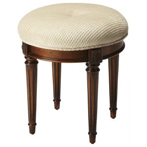 Butler Specialty Company - Bernadette 18 in. W Round Upholstered Vanity Stool, Medium Brown - 1250101