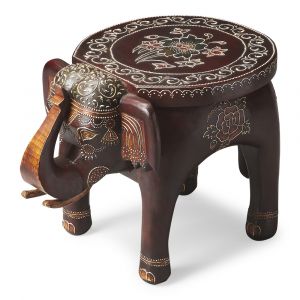 Butler Specialty Company - Artifacts - Botswana 17 in. W Elephant Shaped Hand Painted Wood Side Table, Assorted - 1166290