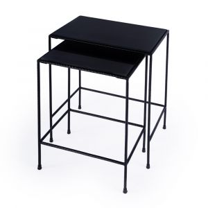 Butler Specialty Company - Carrera Outdoor Rectangular Metal/Granite Set of 2 Nesting Tables, Black - 2870437