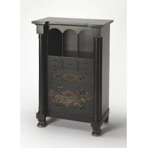 Butler Specialty Company - Smithsonian - Castle 54 in. H x 34 in. W Wood Contessa 8 Drawer Secretary with Pull-Out Tray, Black - 9400346