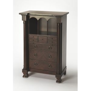 Butler Specialty Company - Smithsonian - Castle 54 in. H x 34 in. W Wood Heirloom 8 Drawer Secretary with Pull-Out Tray, Dark Brown - 9400347