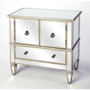 Butler Specialty Company - Celeste 30 in. W Rectangular Mirror & Wood 1 Drawer 2 Door Console Cabinet, Silver - 2613146