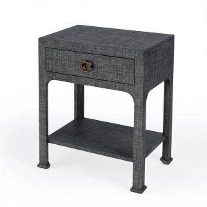 Butler Specialty Company - Chatham 24 in. W Raffia 1 Drawer Nightstand with Lower Shelf, Charcoal - 9147420