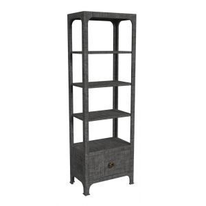 Butler Specialty Company - Chatham 26 in. W Raffia 1 Drawer 3 Shelf Etagere Bookcase, Charcoal - 9745420