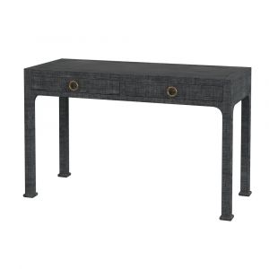 Butler Specialty Company - Chatham 47 in. W Rectangular Raffia & Wood 2 Drawer Writing Desk, Charcoal - 9746420