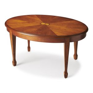 Butler Specialty Company - Clayton 38 in. W Oval Wood Coffee Table, Medium Brown - 1234101