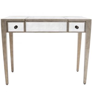 Butler Specialty Company - Constance 40 in. W Kidney Shaped Mirror & Wood 2 Drawer Vanity Table, Silver - 3506146