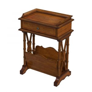 Butler Specialty Company - Cummings 15 in. W Round Wood 1 Drawer End Table, Medium Brown - 999101