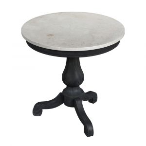 Butler Specialty Company - Danielle 24 in. W Round Marble & Wood Pedestal Side Table, Black - 5515432