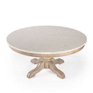 Butler Specialty Company - Danielle 38 in. W Round Marble & Wood Coffee Table, Tan/Beige - 5516415