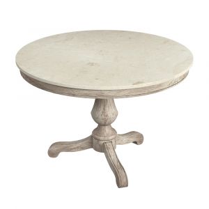 Butler Specialty Company - Danielle 44 in. W Round Marble & Wood Pedestal Dining Table, Gray/White - 5644329