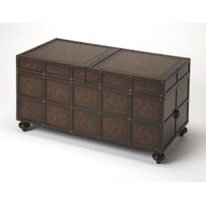 Butler Specialty Company - Heritage - Dennard Faux Leather Coffee Table, Dark Brown - 3857070