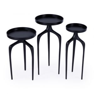 Butler Specialty Company - Emilie Outdoor Round Metal Set of 3 Scatter Tables, Black - 4421437