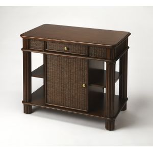 Butler Specialty Company - Falmouth 36 in. H x 41 in. W Rattan 1 Drawer 1 Door Kitchen Storage Island, Dark Brown - 9369399