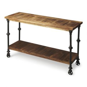 Butler Specialty Company - Fontainebleau 47.5 in. W Rectangular Metal & Wood Industrial Chic Console Table with Casters, Multi-Color - 2581290