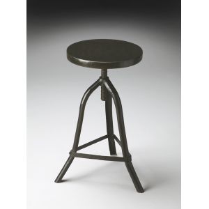 Butler Specialty Company - Fullerton Round Metal & Wood Adjustable Height Swivel Backless Counter Stool, Black - 2897025