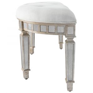 Butler Specialty Company - Garbo 38 in. W Demilune Upholstered Seat & Mirrored Backless Bench, Silver - 3636146