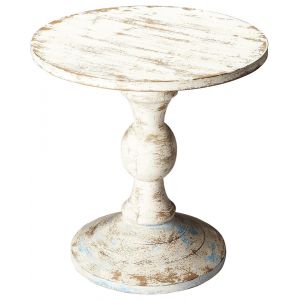 Butler Specialty Company - Artifacts - Grandma's Attic 23.5 in. W Round Solid Wood Pedestal Side Table, White - 3313290