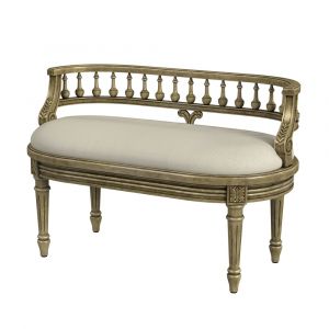 Butler Specialty Company - Hathaway 37 in. W Oval Upholstered/Wood Bench with Back, Beige - 2625424