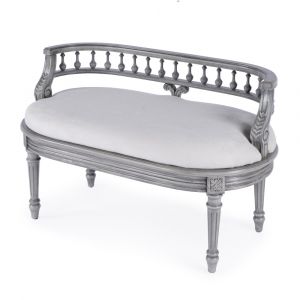 Butler Specialty Company - Hathaway 37 in. W Oval Upholstered/Wood Bench with Back, Gray - 2625418