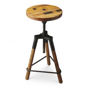 Butler Specialty Company - Hinton Round Iron & Reclaimed Wood Adjustable Height Swivel Bar Stool, Multi-Color - 2048025