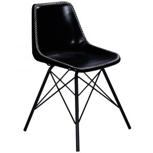 Butler Specialty Company - Inland 18 in. Seat Height Upholstered Leather & Metal Side Chair with Back, Black - 3673034