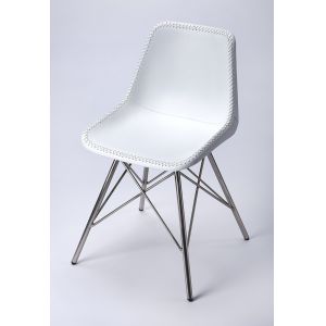 Butler Specialty Company - Inland 18 in. Seat Height Upholstered Leather & Metal Side Chair with Back, White - 3673411