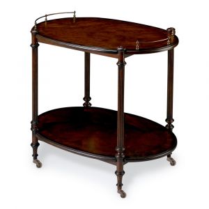 Butler Specialty Company - Kathleen 31 in. W Oval Wood 2 Tier Bar Cart, Dark Brown - 1690024