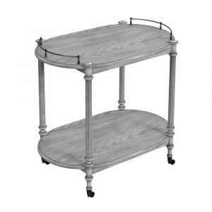 Butler Specialty Company - Kathleen 31 in. W Oval Wood 2 Tier Bar Cart, Gray - 1690418