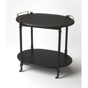 Butler Specialty Company - Kathleen 31 in. W Oval Wood 2 Tier Bar Cart, Medium Black - 1690111