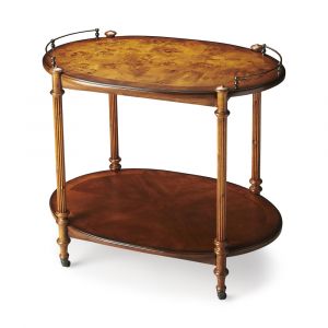 Butler Specialty Company - Kathleen 31 in. W Oval Wood 2 Tier Bar Cart, Medium Brown - 1690101