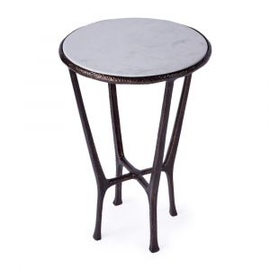 Butler Specialty Company - Lania Outdoor 16 in. W Round Marble & Metal Side Table, Bronze - 4418471