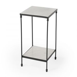 Butler Specialty Company - Larkin 12 in. Square Outdoor Marble & Iron Side Table, Black - 3319437