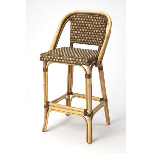 Butler Specialty Company - Lila 28 in. Seat Height Rattan Bar Height Stool with Back & Footrest, Medium Brown - 3715354