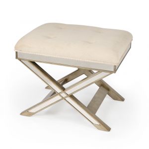 Butler Specialty Company - Marlo 26 in. W Rectangular Mirrored Vanity Stool, Cream - 1253146