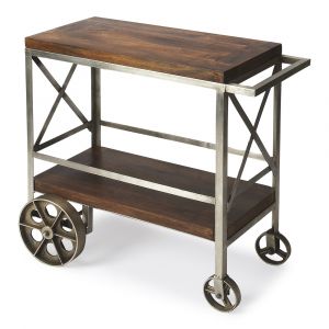 Butler Specialty Company - Merrill 34 in. W Rectangular Wood & Metal 2 Tier Bar Cart on Wheels, Multi-Color - 3541330