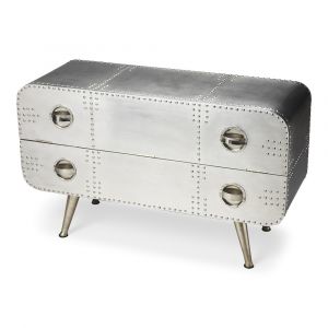 Butler Specialty Company - Midway Aviator - Midway 43 in. W Rectangular Metal & Wood 1 Drawer Aviator Themed Console/TV Chest, Silver - 2554025