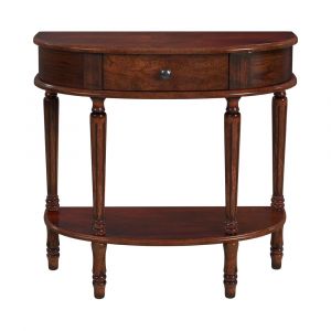 Butler Specialty Company - Mozart 31.5 in. W Demilune Hand Painted Wood 1 Drawer Console Table, Dark Brown - 667024