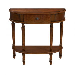 Butler Specialty Company - Mozart 31.5 in. W Demilune Hand Painted Wood 1 Drawer Console Table, Medium Brown - 667011