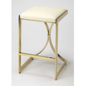 Butler Specialty Company - Natalya 24 in. Seat Height Faux Leather & Metal Backless Counter Height Stool with Footrest, Gold - 4463402