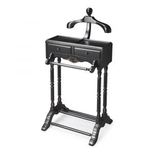 Butler Specialty Company - Petrov 46.25 in. H x 22 in. W Wood Clothing Valet Stand, Black - 900111