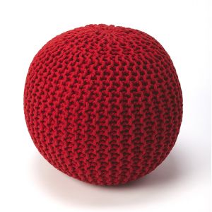 Butler Specialty Company - Pincushion 19 in. W Round Woven Pouffe, Red - 3689293