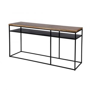 Butler Specialty Company - Sutton 63 in. W Rectangular Wood & Iron Console Table with Open Shelving, Light Brown - 5683330