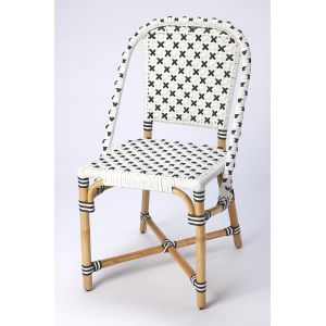 Butler Specialty Company - Tenor Indoor/Outdoor 18.5 in. Seat Height Rattan Side Chair with Back, White/Black - 5398295