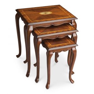 Butler Specialty Company - Thatcher Rectangular Set of 3 Wood Nesting Tables, Medium Brown - 2306101