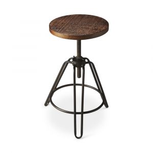 Butler Specialty Company - Trenton Round Iron & Recycled Wood Adjustable Height Swivel Bar Stool, Multi-Color - 2050025