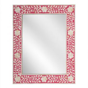 Butler Specialty Company - Vivienne 30 in. H x 24 in. W Rectangular Bone Inlay Wall Mirrored, Bright Pink - 3221070