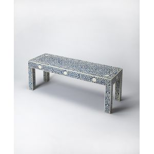 Butler Specialty Company - Vivienne 47.5 in. W Rectangular Bone Inlay & Wood Backless Bench, Blue - 3558319