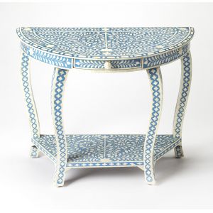 Butler Specialty Company - Vivienne Bone Inlay Demilune Console Table, Sky Blue - 3881319